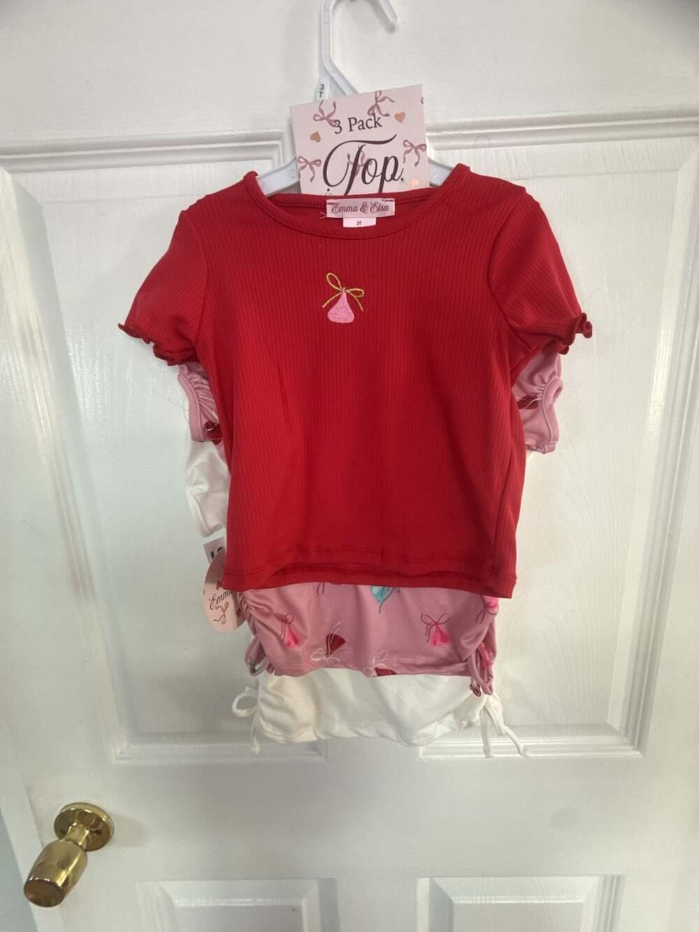 Emma & Elsa Girls 3T Hugs & Kisses 3-Pack Tops